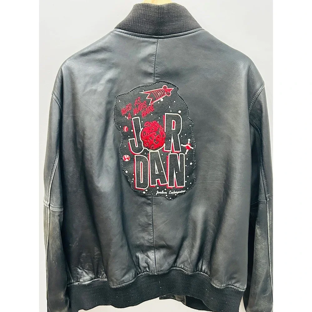 Vintage Jordan Warner Bros Marvin the Martian Leather Jacket 4XL Spike Lee Mars